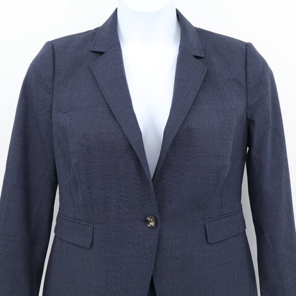 LaVia 18 Marled Navy Fine Tweed Wool Suit Blazer and Wide Leg Pants‎ Size 10 - Picture 2 of 15